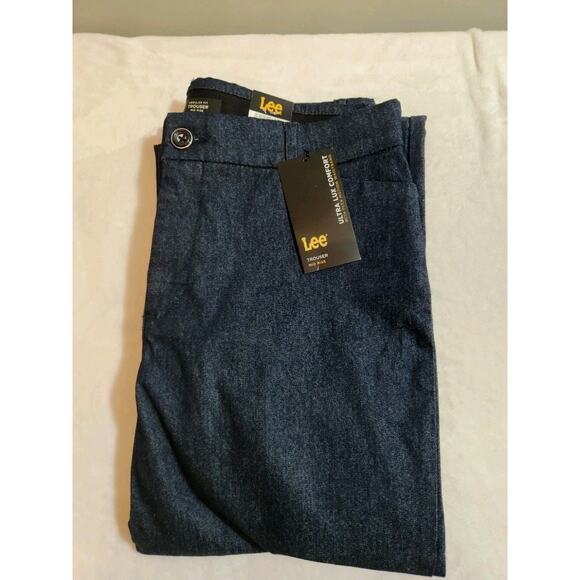 Lee Ultra Lux Comfort Pants Womens 10 Med 32 X 32 Blue Straight Dress Business - Picture 1 of 13